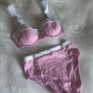 L'AGENCE Pink and White Bikini